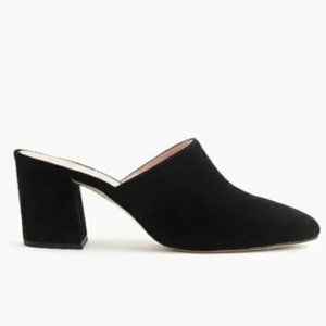 EUC - J. Crew Sophie Black Suede Block Heel Slip On Mules